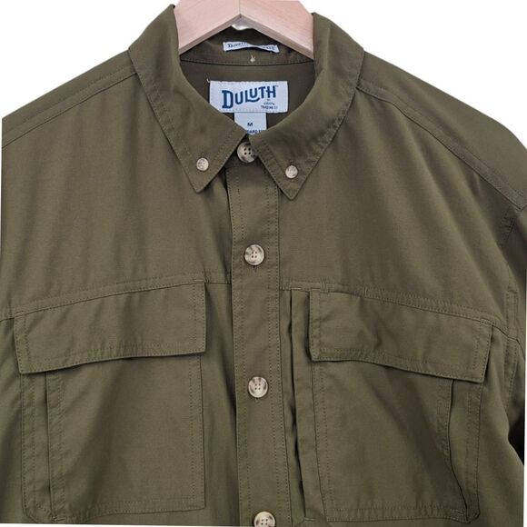 Duluth Trading Company Mens M Olive Action Standard Fit Long Sleeve Shirt - Picture 2 of 10